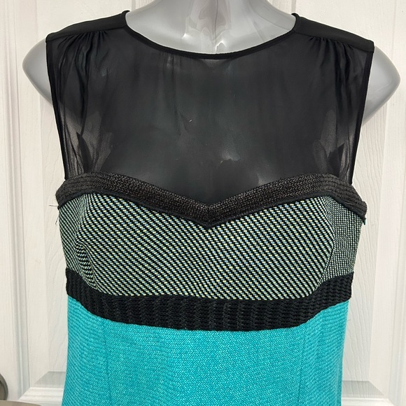 Missoni Teal and Black Dress with Black Illusion Neckline, Sz S - Picture 2 of 8